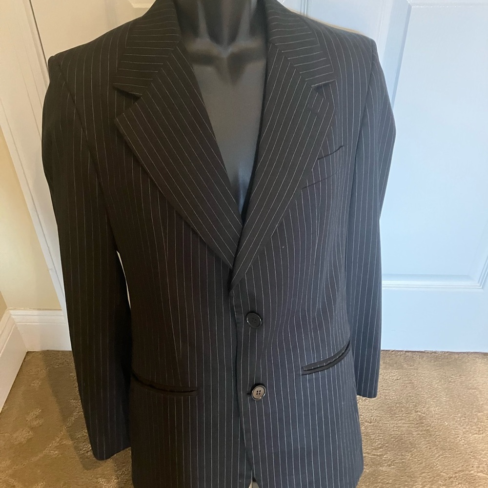 Zara Black Pinstripe Suit Blazer and Pants